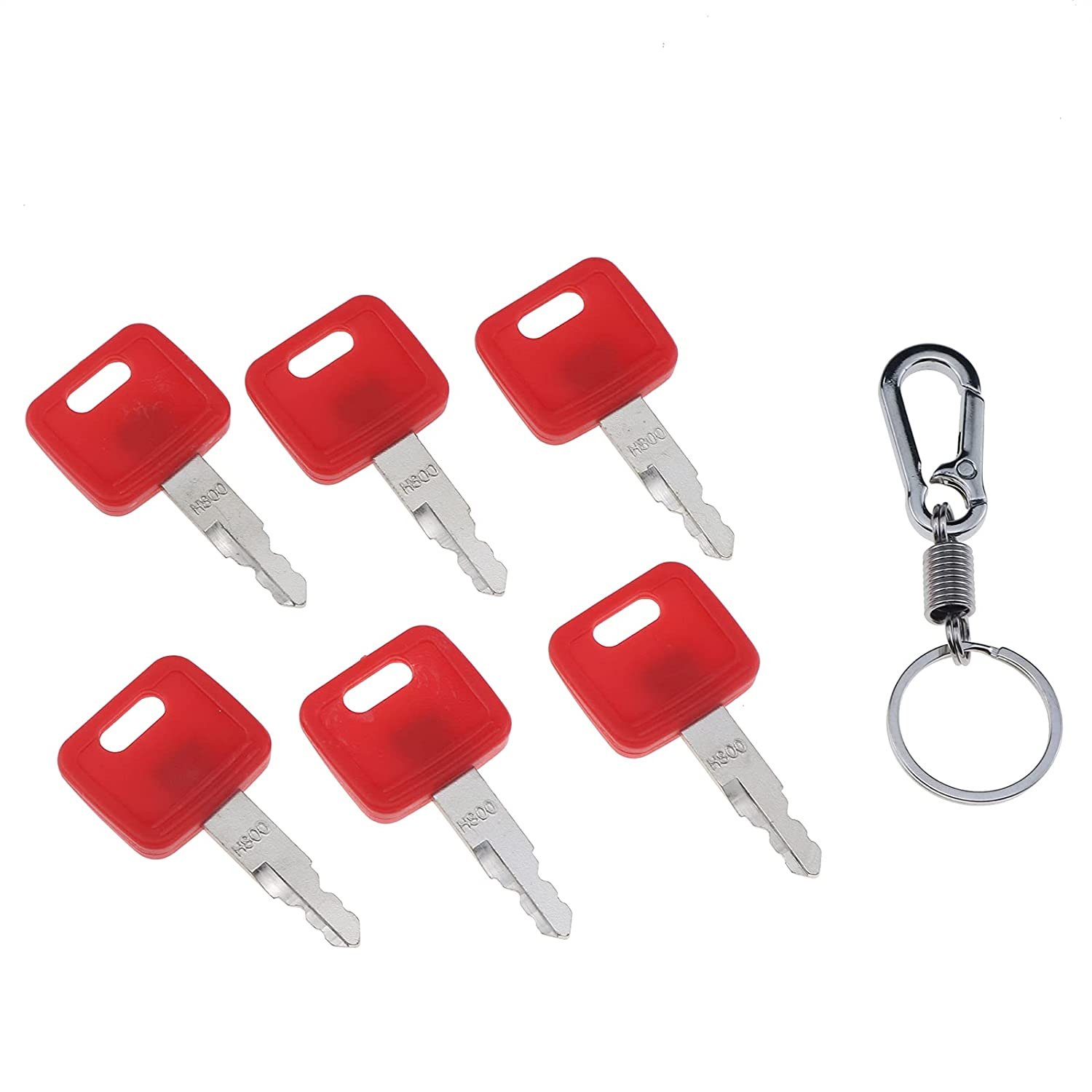 Ignition Keys with Key Chain #H800 Compatible with John Deere Excavator Case Dozer Fiat Hitachi New Holland AT194969 AT147803 4286465