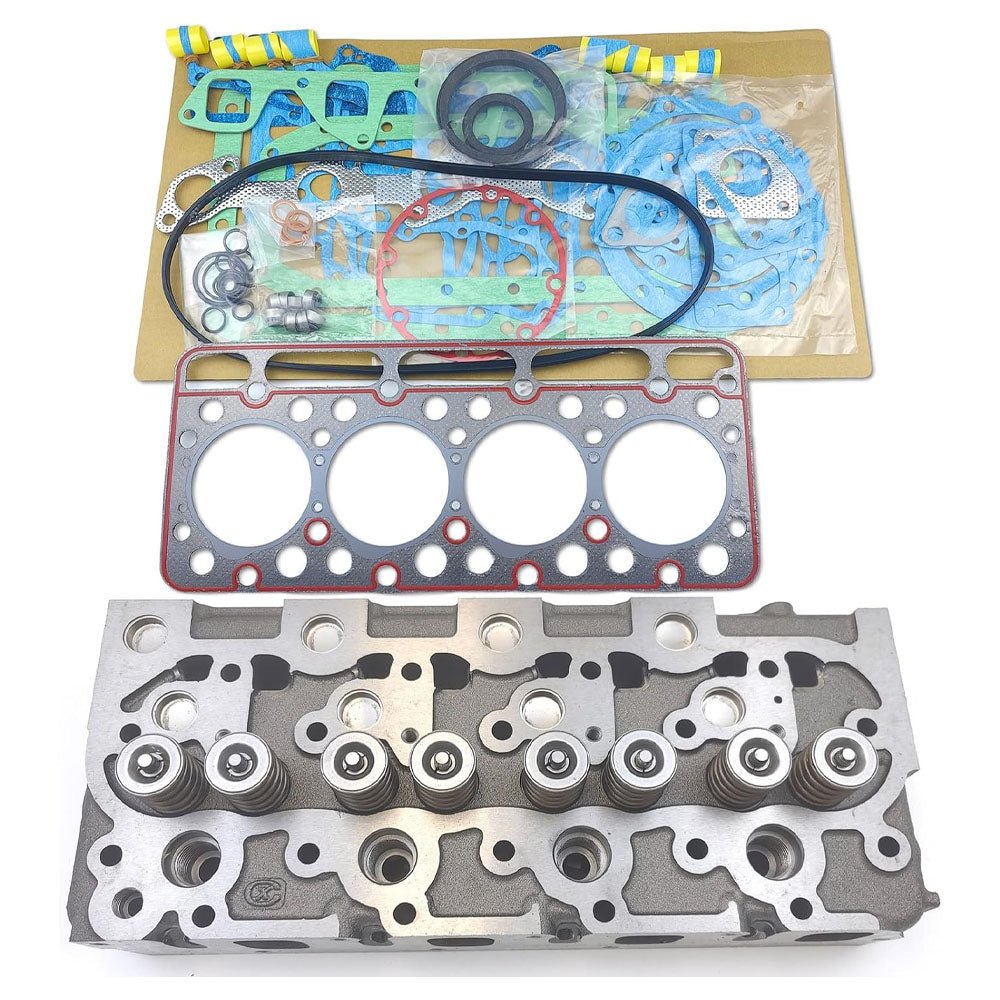 V1702 Complete Cylinder Head + 1 Set Full Gasket Kit Compatible with Kubota V1702 V1702B Engine L2850DT Tractor KH90 Mini Excavator Bobcat 743 733 Skid Loader