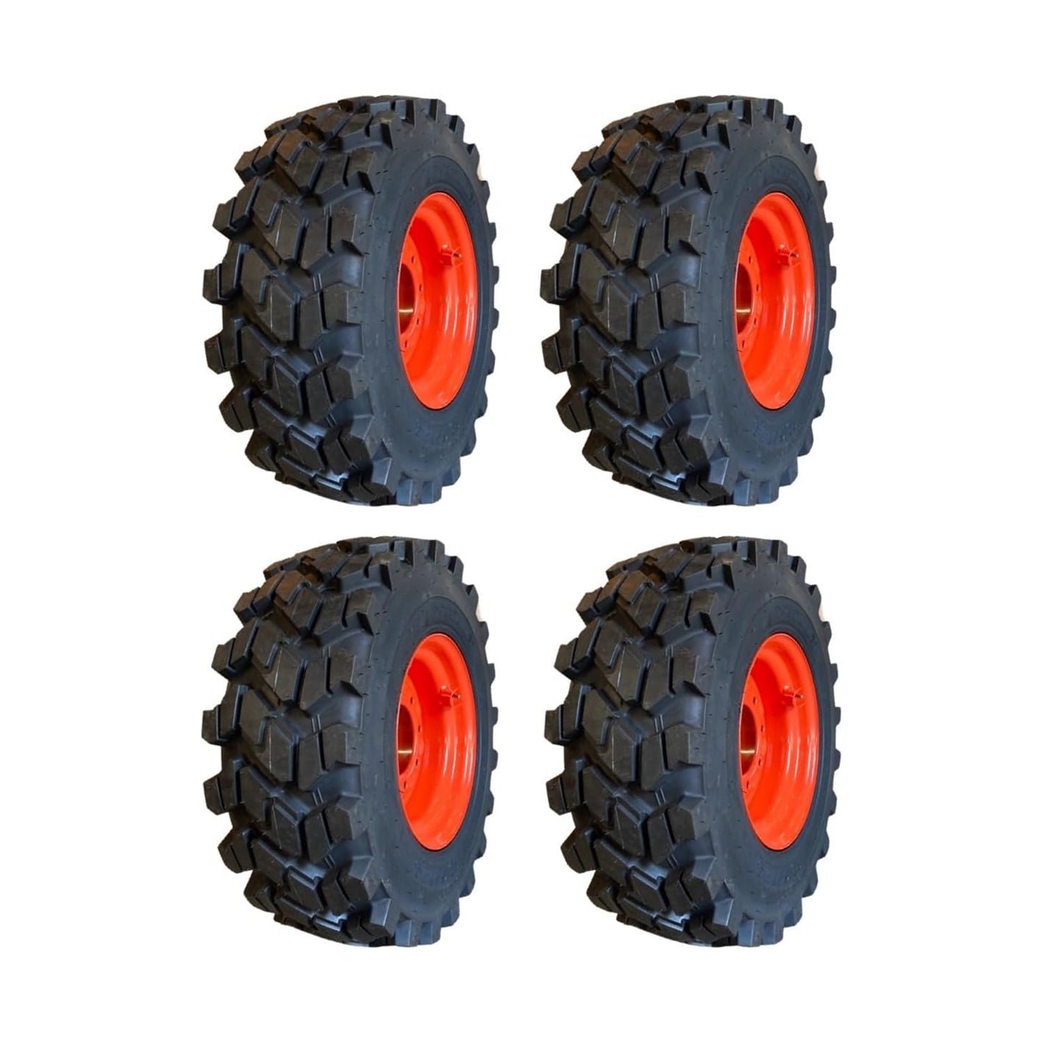 Set of 4-Heavy Duty 10-16.5 Forerunner SKS-9 Skid Steer Tires on Wheels/Rims (8 lug) for Bobcat 742 743 751 753 763 773 7753 & more - 10X16.5-12 PLY - Good Snow Traction (SKS753 STYLE)